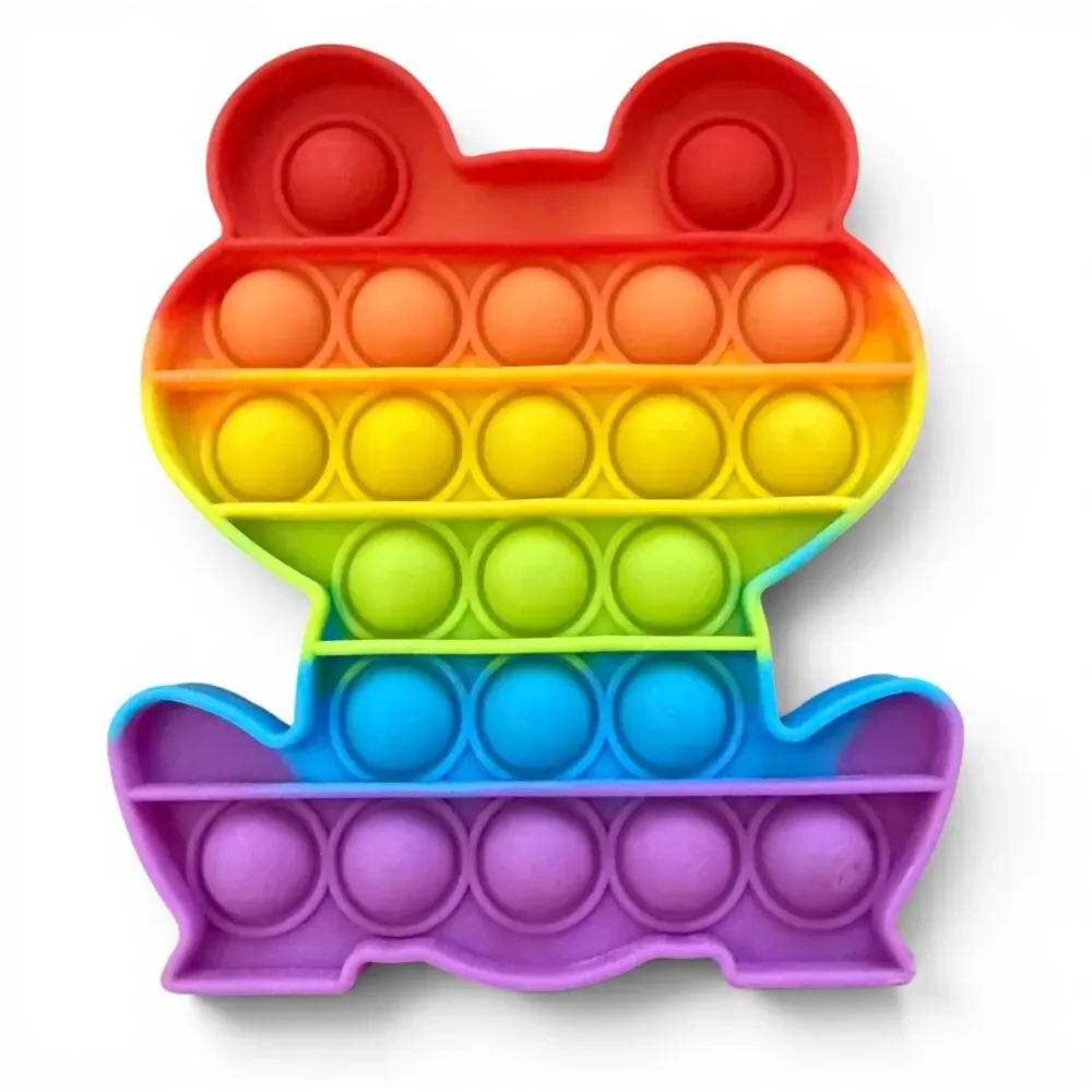 Frog & Lion Large Push Pop Bubble Sensory Rainbow Yellow Toy